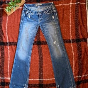 Buckle medium wash flare jeans STELLA